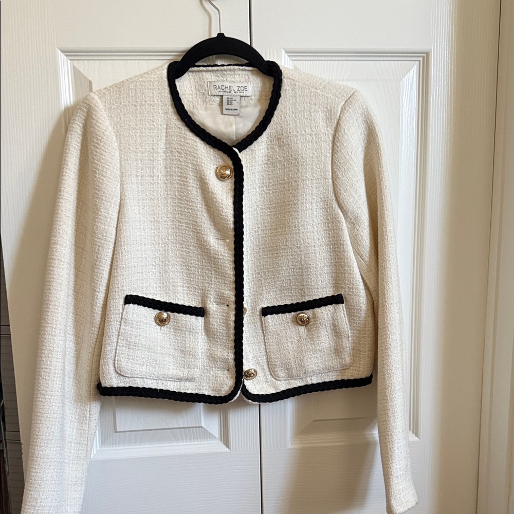 Rachel Zoe Women's Ivory Blazer with Black Accents
